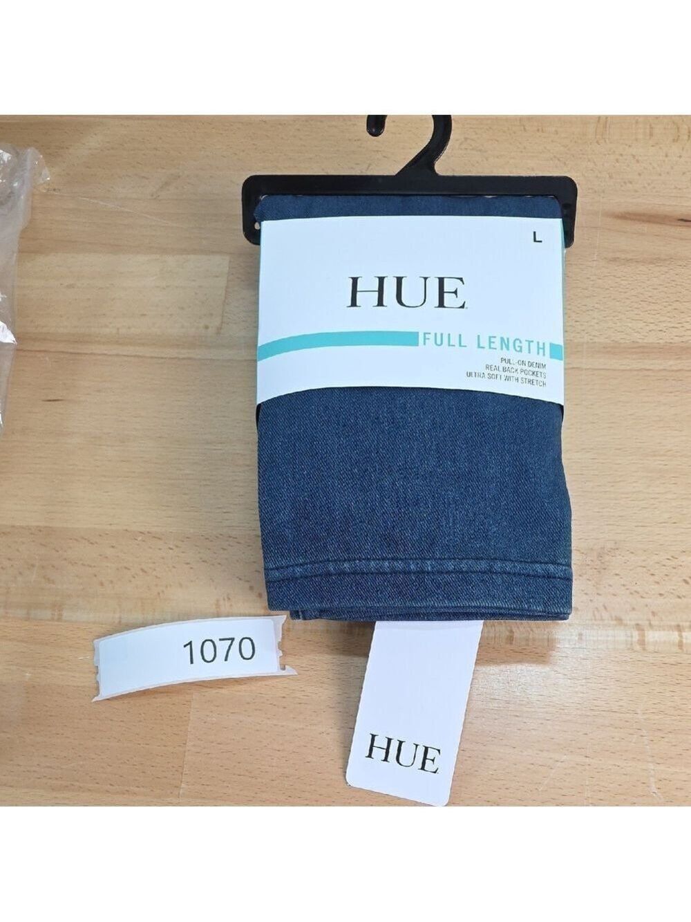 HUE Blue Full Length Leggings Large High-waisted Skinny Fits At Ankle 12-14